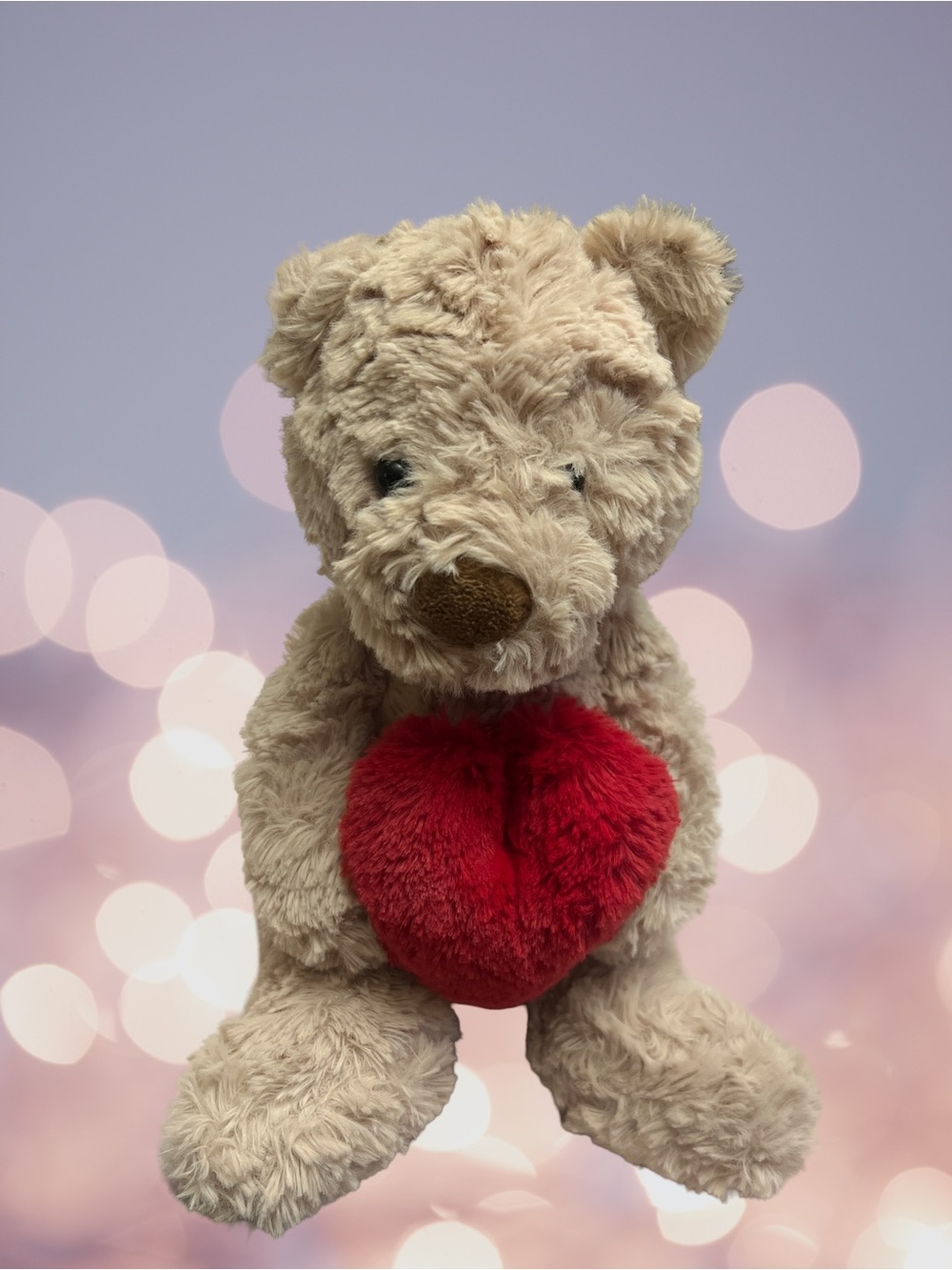 SNUG Plush Snuggle Tan Teddy Bear Holding A Heart Stuffed Plush Toy 11”